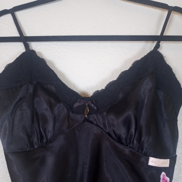 Baby Phat Vintage Y2K Black Lace Baby Doll Sweetheart Neckline Embroidered Cami - Picture 2 of 8